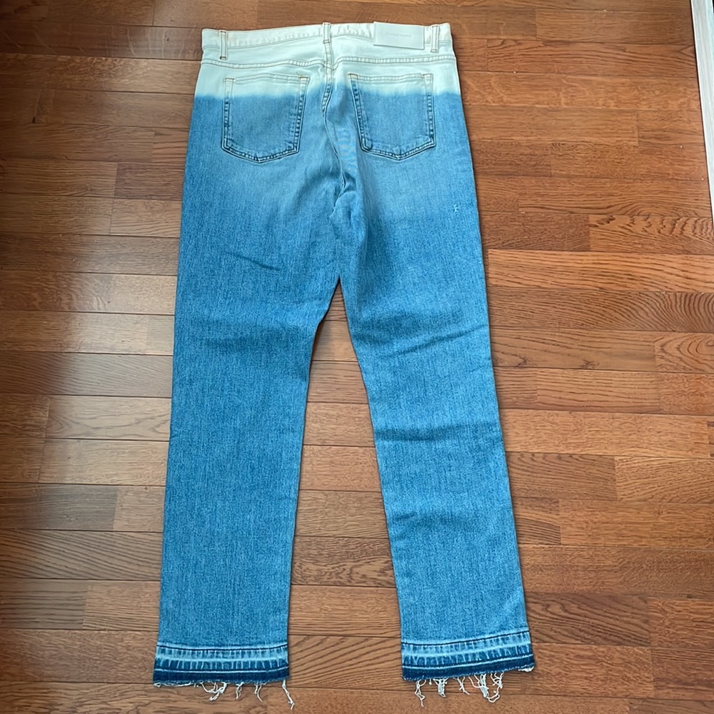 Jonathan Simkhai | High Rise Straight Leg White and Blue Dipped Jeans NWT - Picture 3 of 16
